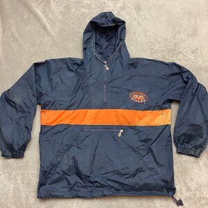 Vintage 90s Auburn Tigers Windbreaker Nylon Hoodie Jacket Men's L 1/4 Zip Navy